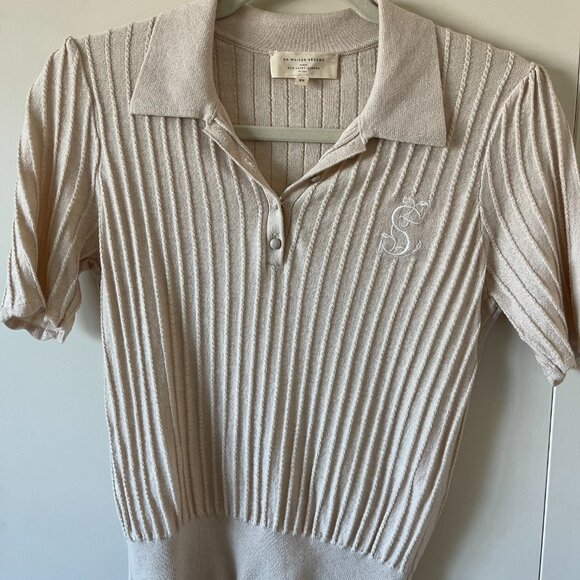 Sezane Noha Collared Jumper // Ecru // XS // Rare - Picture 4 of 5